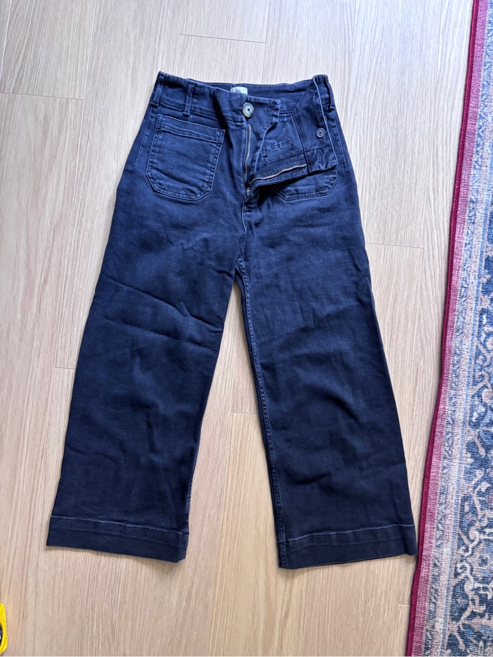 Maeve Black Wide-Leg Ankle Jeans
